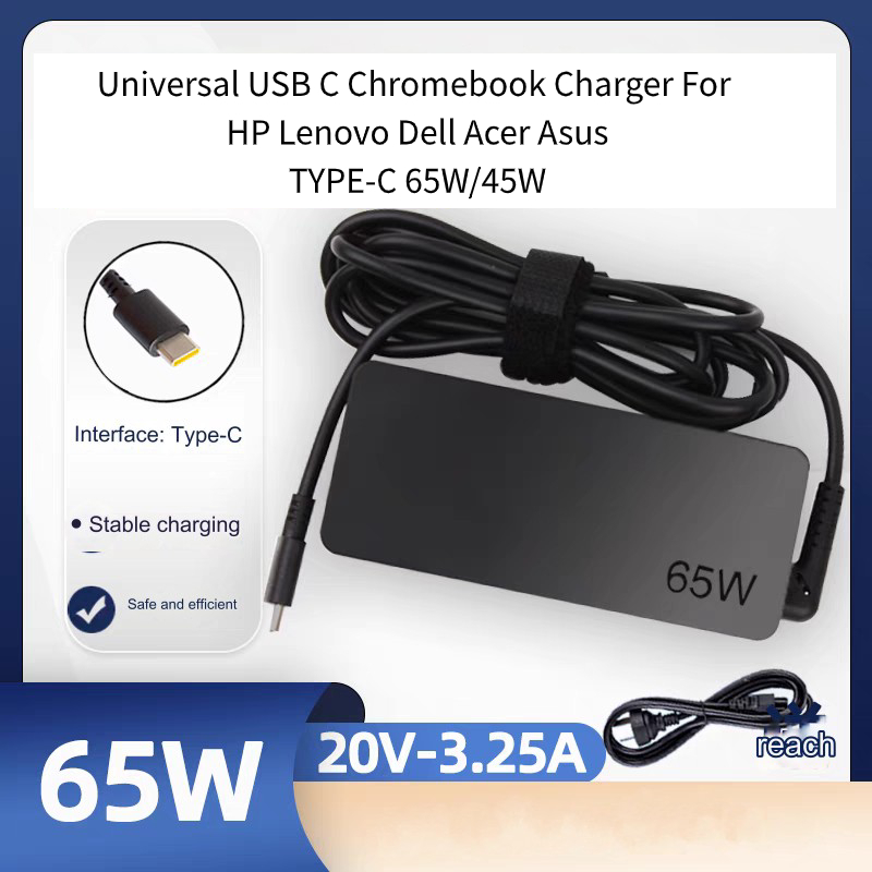 Type-C Universal Chromebook Charger 65W/45W Power Adapter for LENOVO USB Type C fast charger Power