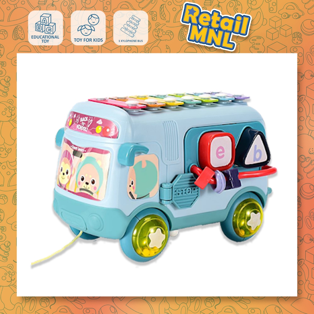 Retailmnl Cute Little Xylophone On A Blue Kiddie Bus Desig Early Formation Kids Toys For Boys Kids