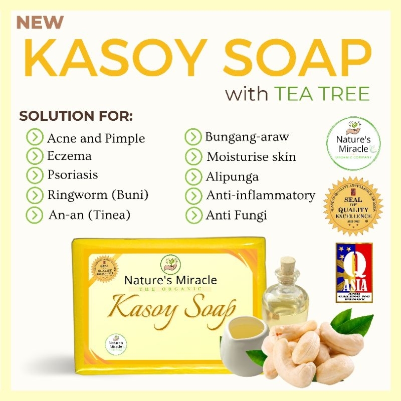 Kasoy Soap Original by Nature's Miracle. for Acne, pimples, dark spot, kati-kati, an-an at buni.