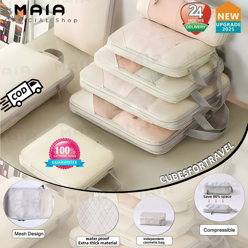 MAIA Compression Packing Cube Expandable Travel Luggage Organizer Bag Set Mesh Breathable foldable