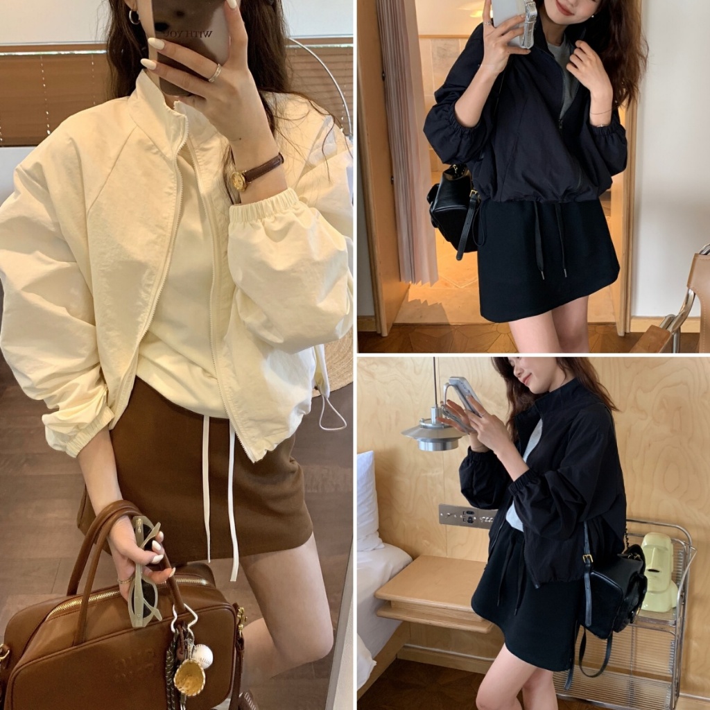 Beryl Korean style solid color jacket Simple and relaxed long-sleeved top for women plus size