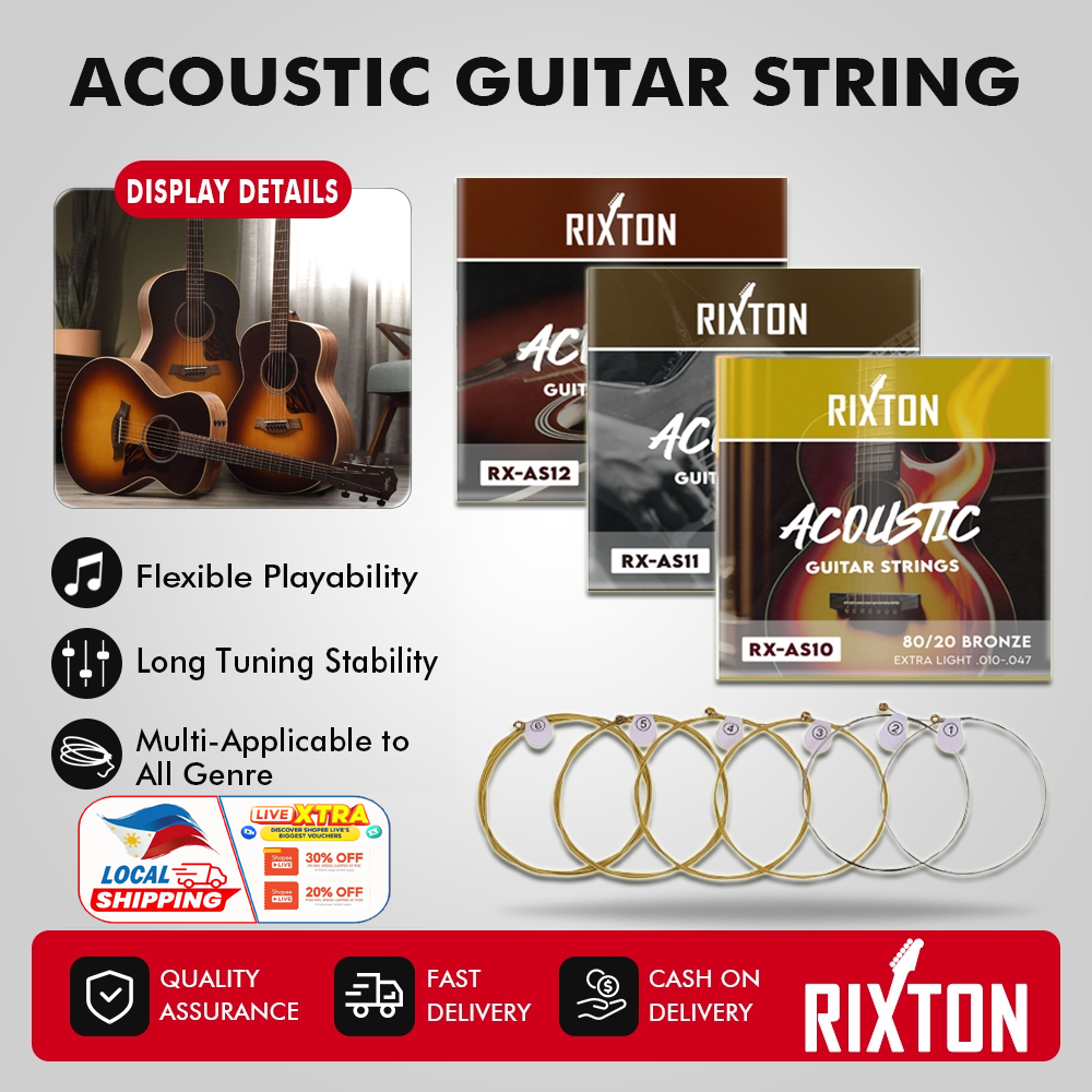 RIXTON Guitar Strings 6Pcs/Set Acoustic Guitar String Set Phosphor Bronze Guitar Strings Accessories