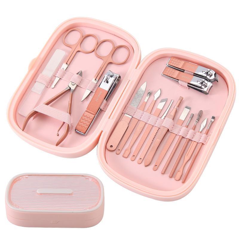 SJW 16PCS /Set 18pcs/set Nail Clippers Stainless Steel Professional Pedicure Manicure Tools