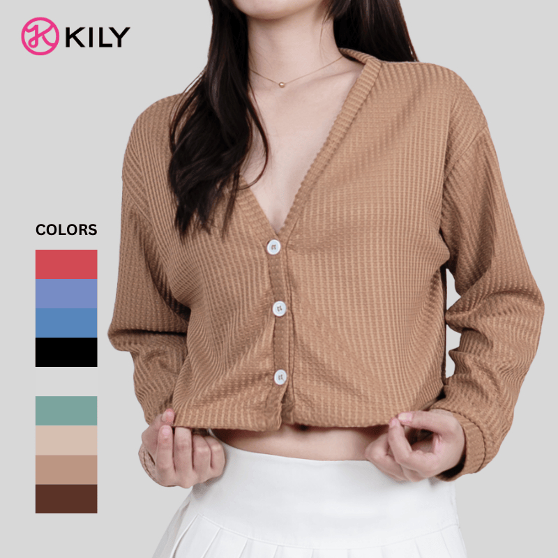 Buy 1 Take 1 KILY Plus Size Longsleeve Cardigan Waffle Knit Blazer for Women Removable Button 6A0221