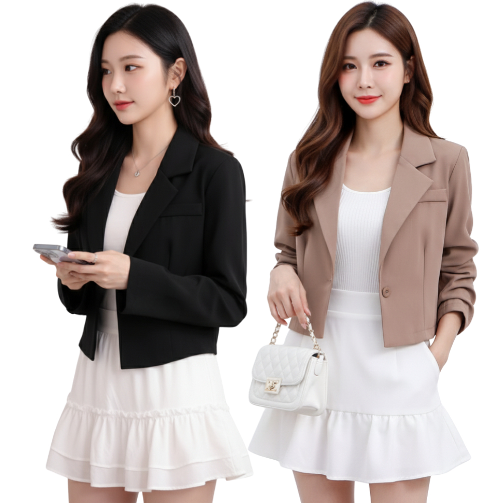 Hanging Blazer for Women Semi Croptop Long Sleeve Free Size S–M Classy & Casual Cover-Up #1635
