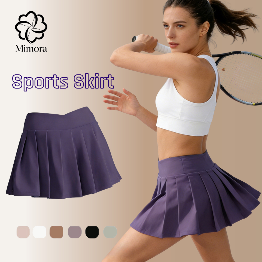Mimora 2in1 Sports Skirt Women High Waist With Pocket Mini Skirt Active Wear Yoga Gym Running Cyclin