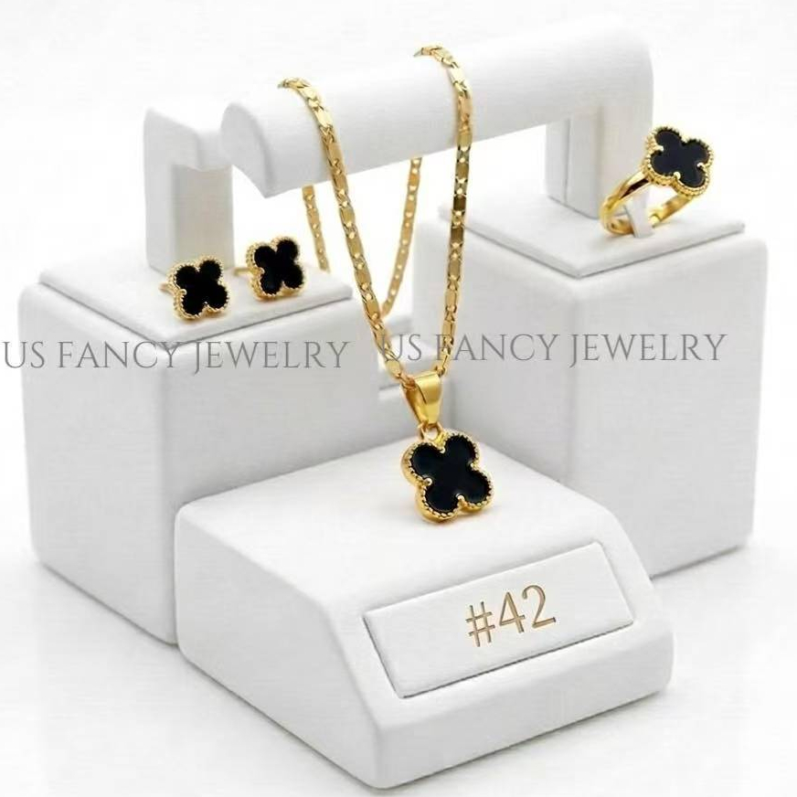US FANCY Jewelry 24K Gold plated 3in1 adjustable ring jewelry set for women S01