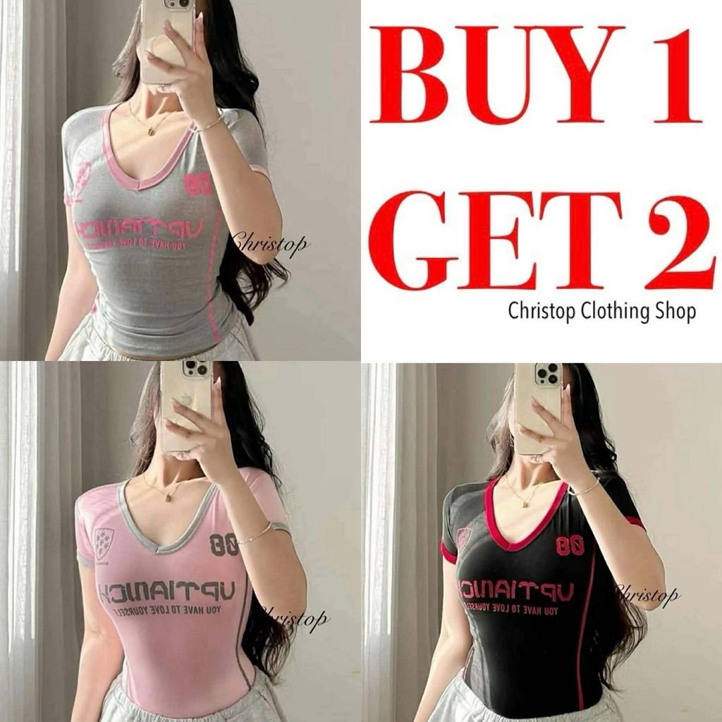 BUY 1 + 2 FREE (TOTAL 3PCS) Christop Clothing Shop V-Neck Y2K Uptianch Love Yourself Statement
