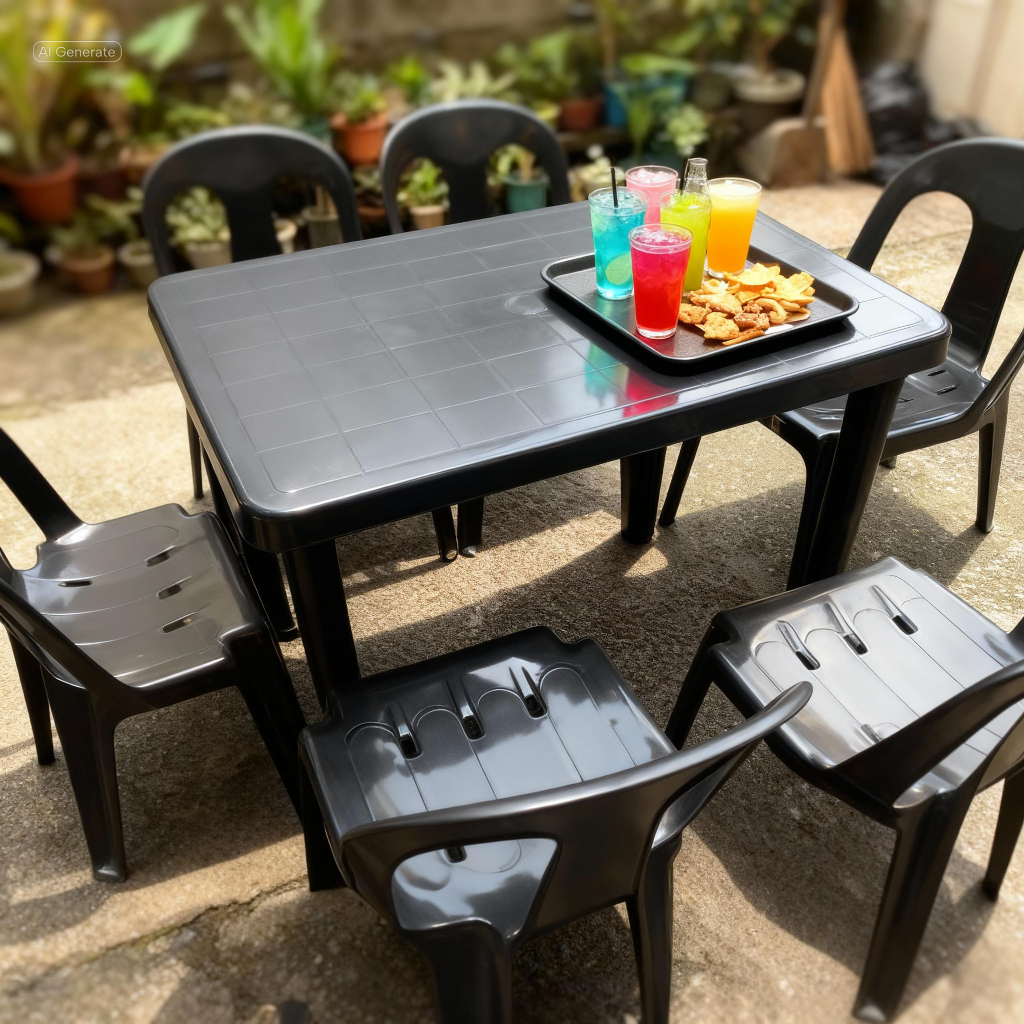 COMPLETE SET 5in1 ( DINING TABLE SET ) FUSON MONOBLOC TABLE (24' x 36') #875/ lamesa
