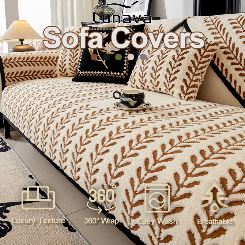 LUNAVA Velvet Sofa Cover with Anti-Slip Design Luxurious Feel Suitable for All Season New Arrival
