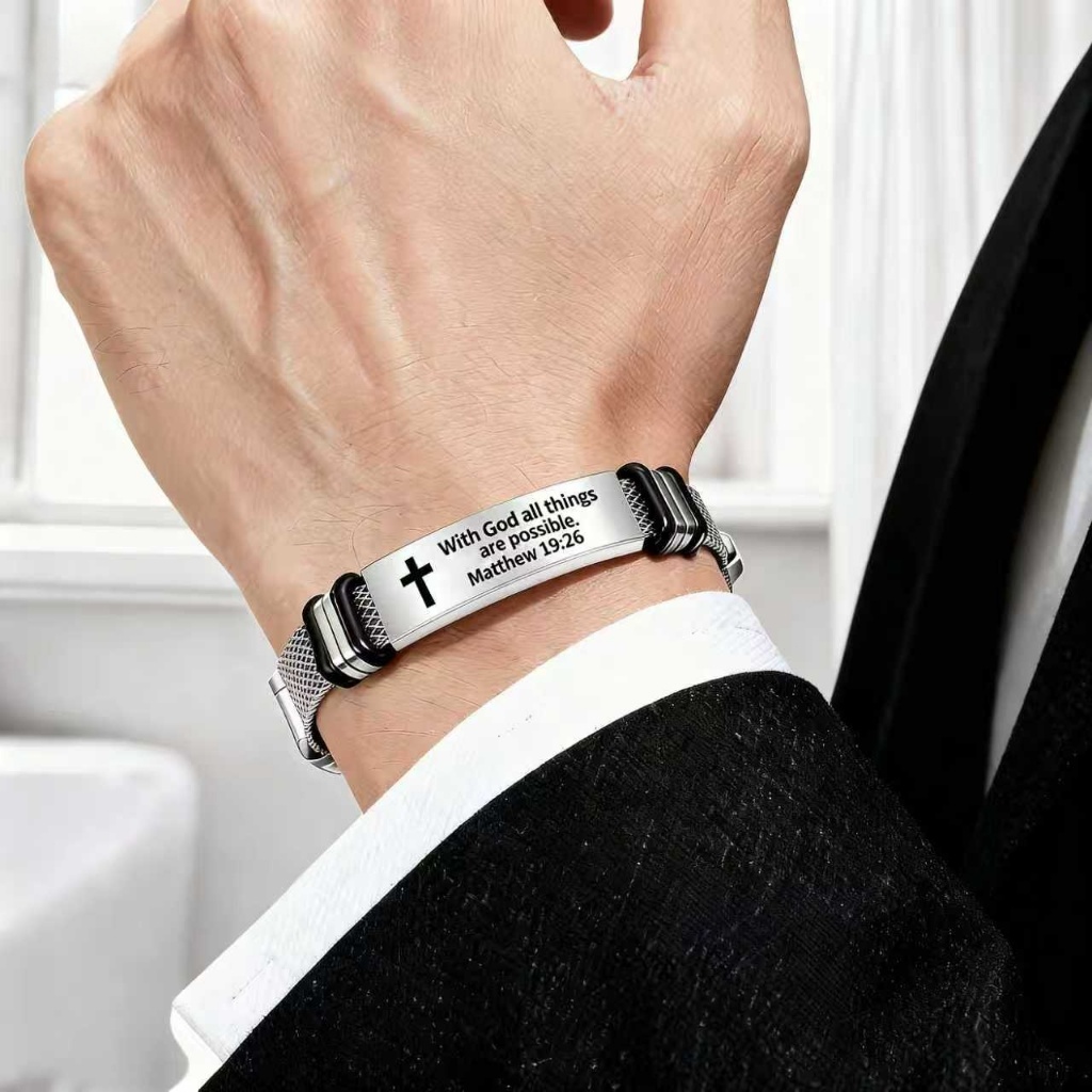 Adjustable Metal Bracelets with Religious Inspirational Bible Quotes Christian Bible