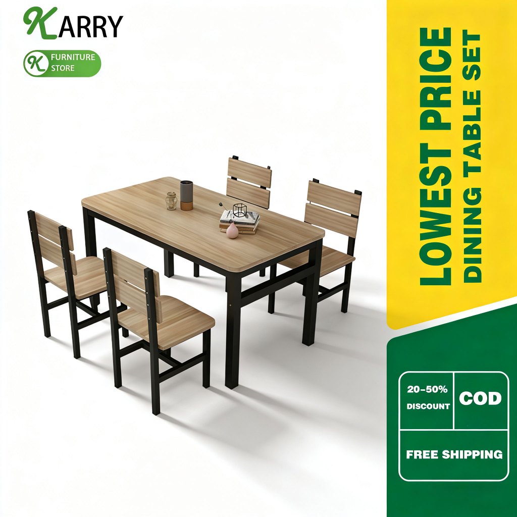KARRY Dining Table Set For Living Room With 4 Chairs Restaurant Table and Chairs Combination