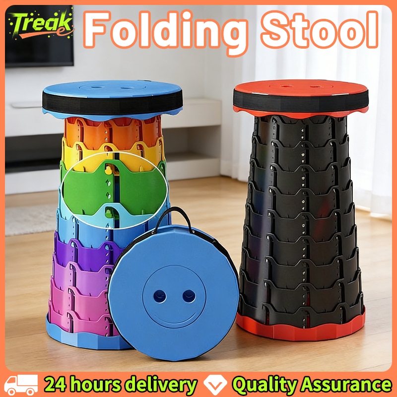 Outdoor Foldable Stool Telescopic Stool Sturdy Portable Plastic Stool Waiting for Retractable Chair