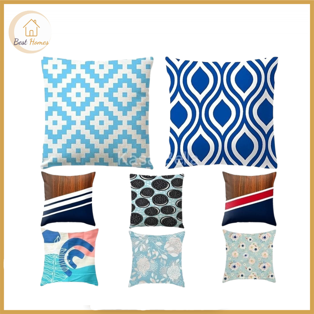 Besthome Decorative Throw Pillow Case Square Shape Printed Pillowcase with Zipper 17 x 17 inches