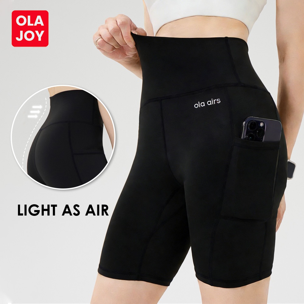 OLAJOY Women High Waist Yoga Shorts Quick Dry Breathable High Stretch Fitness Shorts