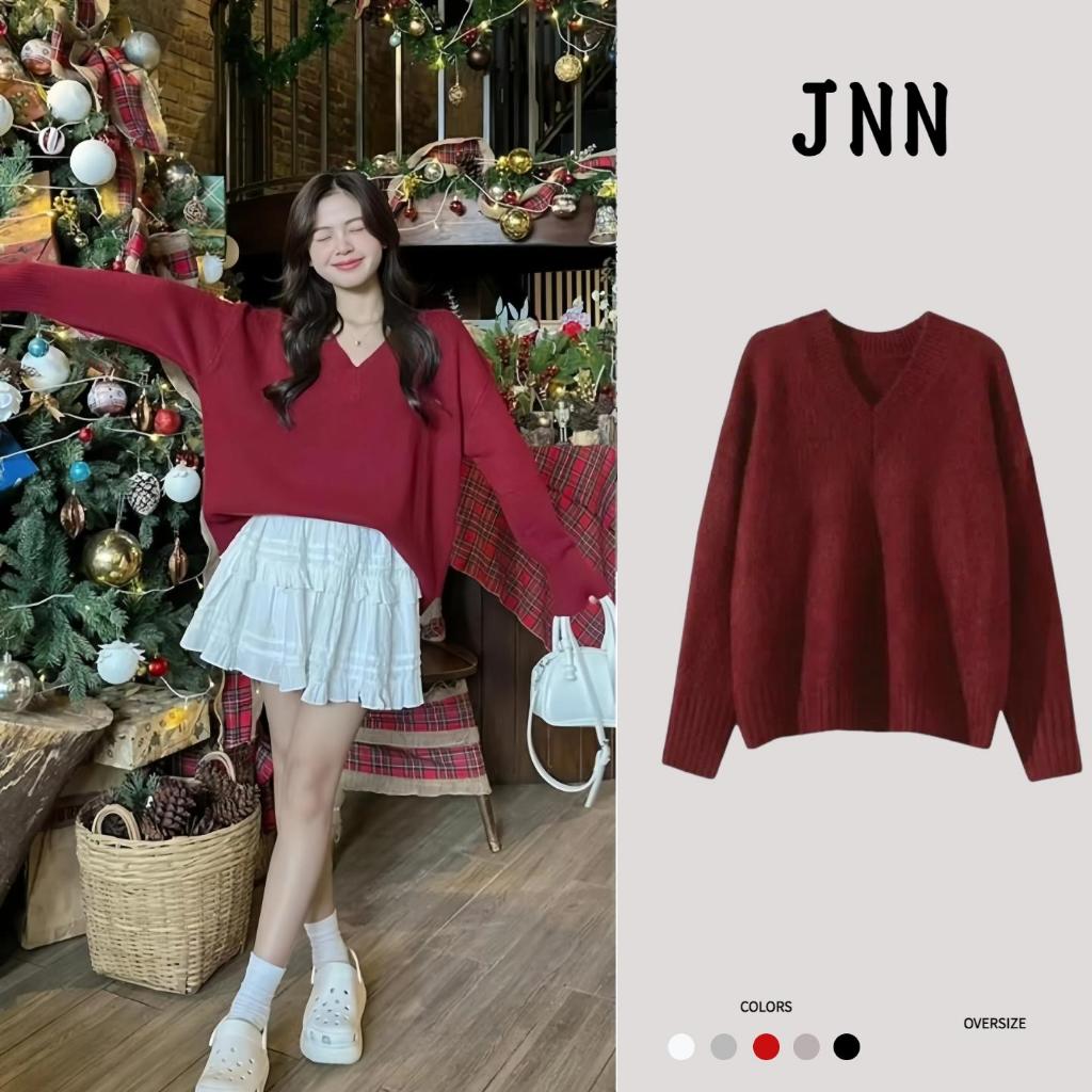 JNN V-neck loose oversized lazy Korean style sweater