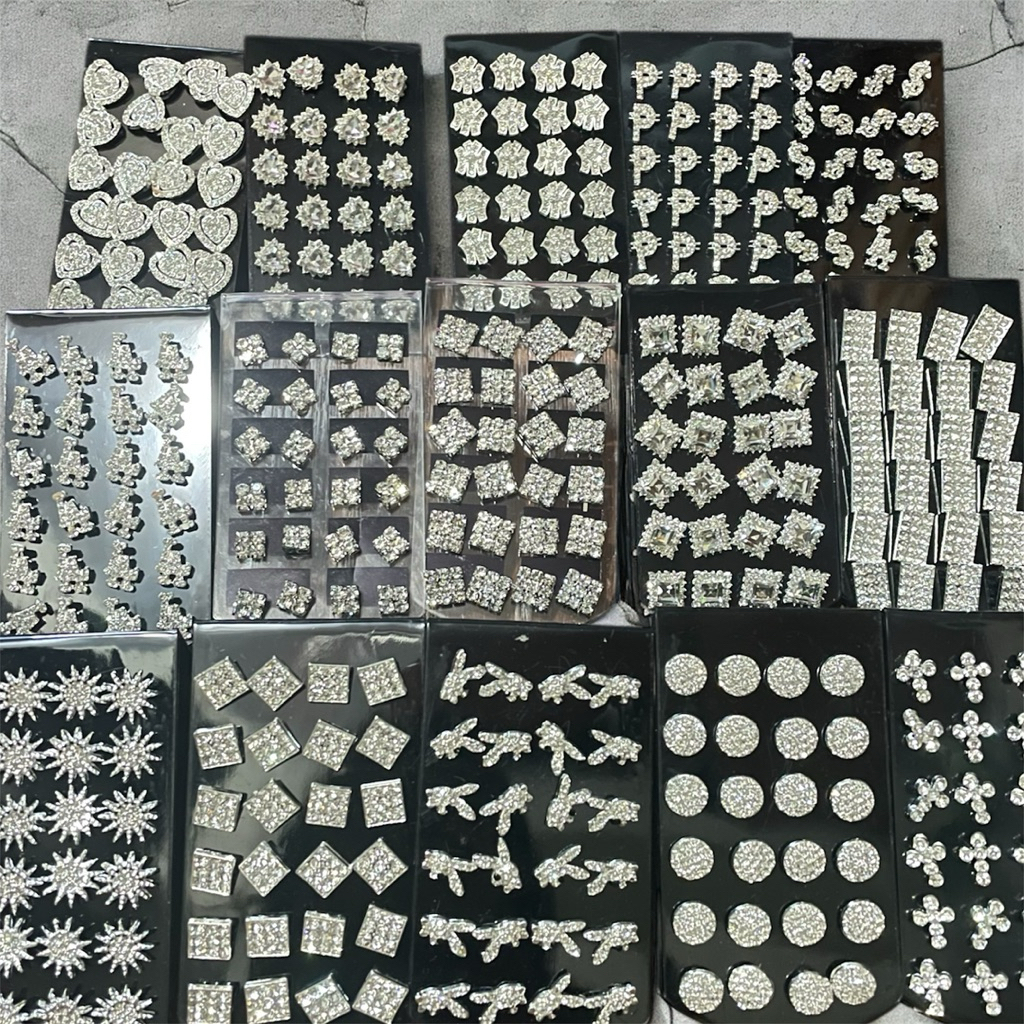 12 Pairs Y2K Productive Bling Bling Silver Steel Earrings For Men & Women