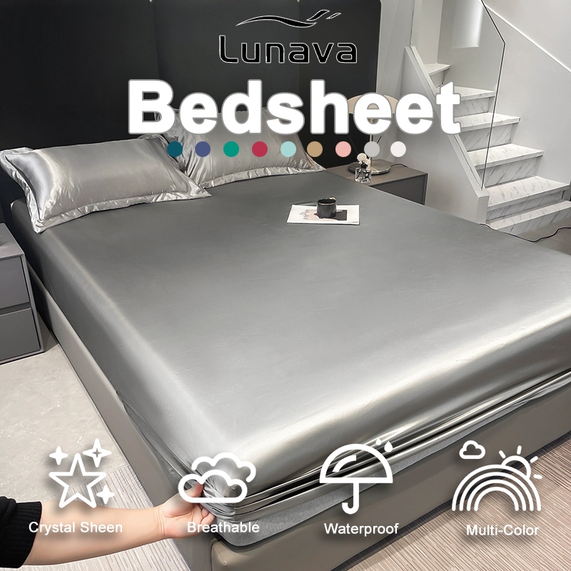 LUNAVA Satin Silk Bedsheet Canadian Full Garterized Sheet Single/Double/Queen/King Bed Sheet Only