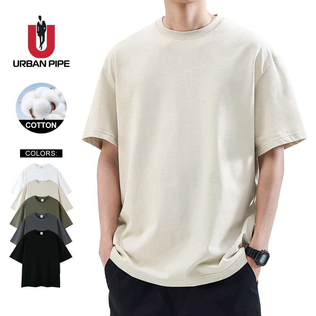 URBAN PIPE Tshirt For Men 230g High Quality 100% Cotton Unisex Plain Oversized T-shirt ML230