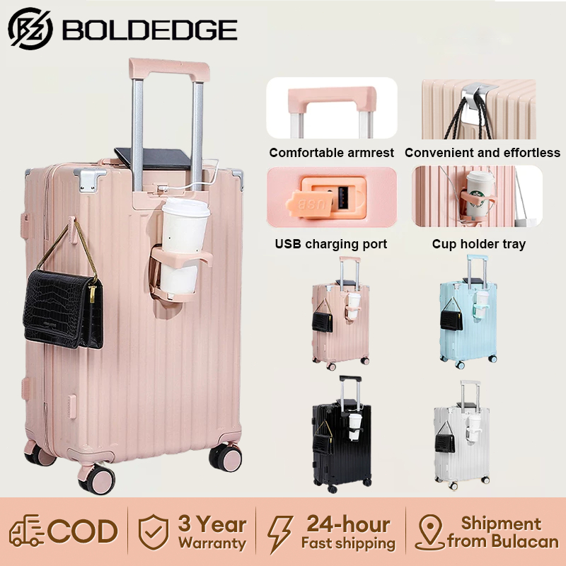 BoldEdge Fully Rubberized Luggage Cup Holder+USB+Hook 20/24INCH Luggage 7kg Hand Carry Travel bag
