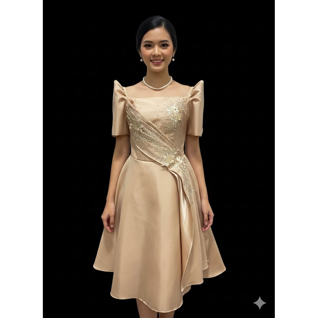 Champagne Grace Filipiniana/Imelda Barong Dress