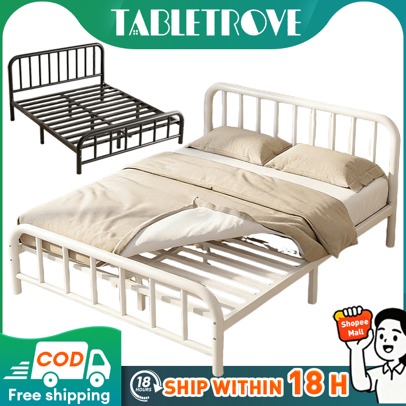 TABLETROVE Iron Bed Frame Easy Assemble Heavy Duty Twin Bed Frame Double/Queen/King Suspended Bed