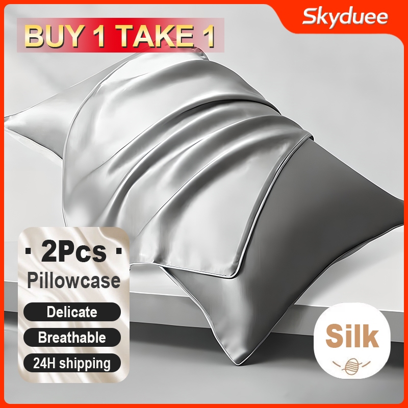 2PCS Hotel Quality Silk Satin Pillowcase | Super Soft, Hypoallergenic & Cool Feeling | Queen Size