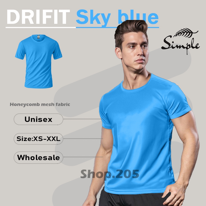 Simple Dri-Fit T-shirt Sky Blue | Quick Dry, Breathable, Unisex Activewear for Men & Women