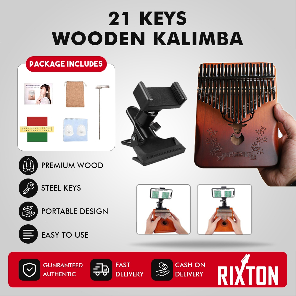 Kalimba Thumb Piano 21 Keys, Portable Mbira Finger Piano Gifts for Kids and Adults Beginners Wood