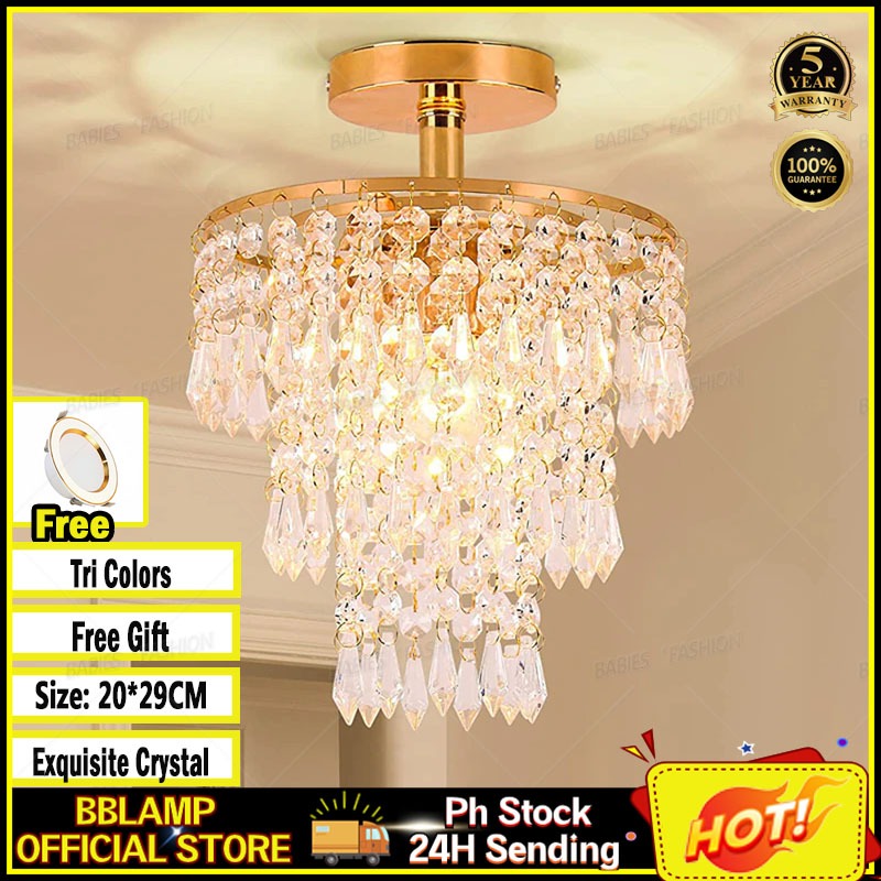 3-color Nordic modern circular crystal chandelier ceiling hallway living room dining room light