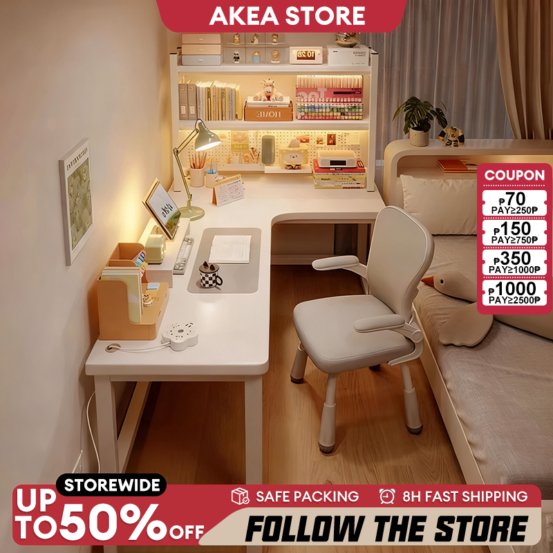 【Ship Today】Corner Desk L-Shaped Office Gaming Table White Computer Table 120/140cm Study Table Desk