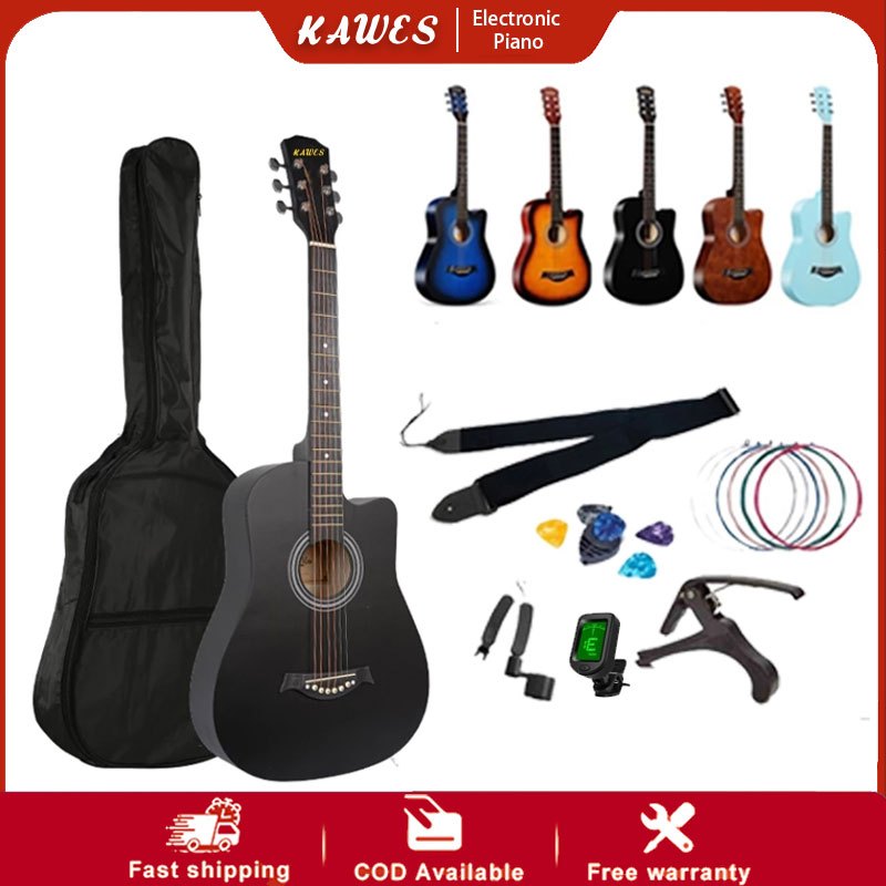 KAWES Guitar 38 Inches Acoustic Guitar For Beginners Original Low Action Guitar Set