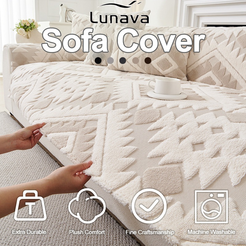 LUNAVA Sofa Cover Non Slip Sofa Mat Cover Thicken Velvet Fabric Sofa Cushion For 1/2/3/4 Seater