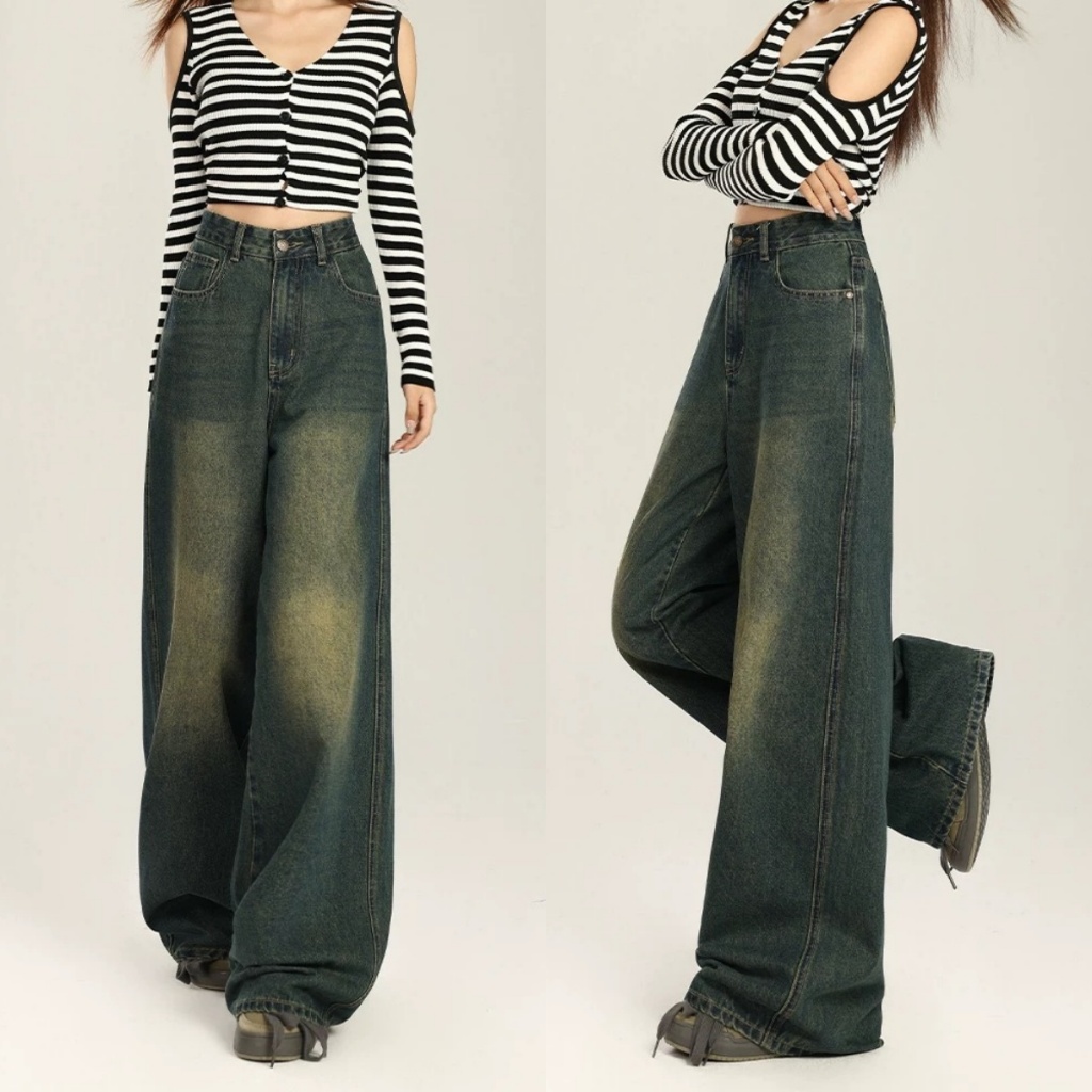 jeans 919 Trending Unisex Wide-Leg Jeans High Waist Drapey Floor-Length for Tummy Control & Leg