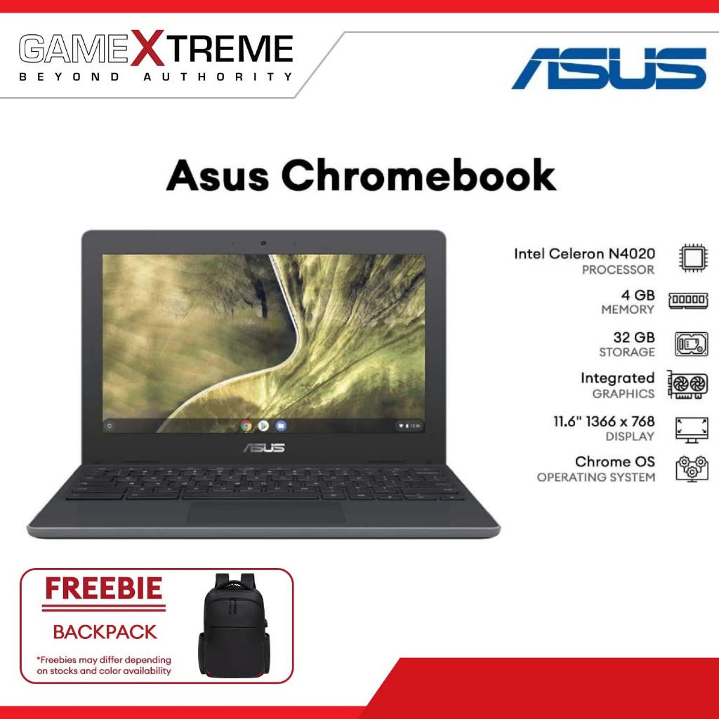 Asus Chromebook 11.6" HD Laptop Celeron N4020 4gb/32gb eMMC C204MA-YB02-GR Dark Gray
