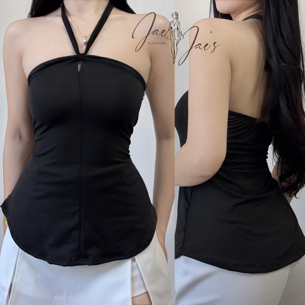 Rich Halter Peplum Backless Top For Women Cotton Spandex