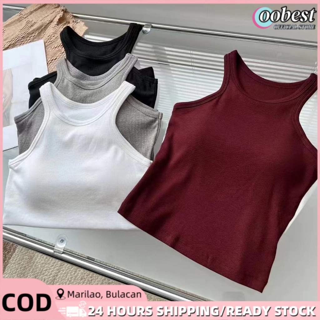 Fixed Padding Padded Sando Top Stretchable Fabric Backless Sleeveless Slim Fit Tank Top
