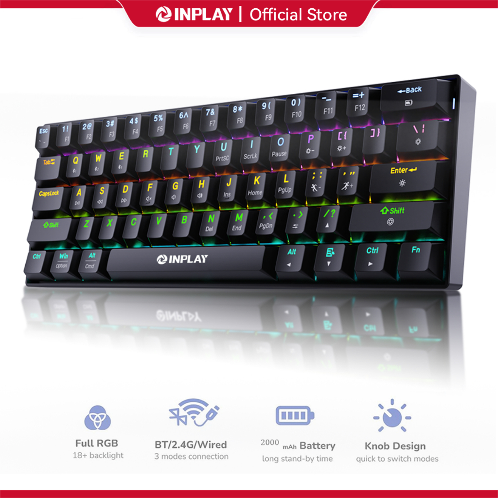 Inplay SK610 V3 Wireless Mechanical Keyboard Bluetooth Tri-Mode Brown Switch RGB Gaming Keyboard