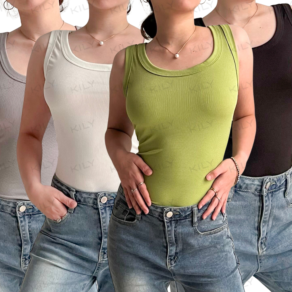 Buy 1 Take 1 KILY Basic Tank Top Sleeveless Round Neck Slim Fit Plain Sando Top 6A0393