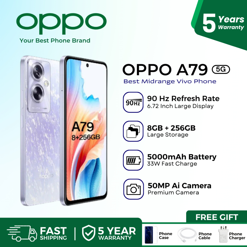 Oppo A79 Smartphone l 8GB RAM + 256GB ROM | 67W SUPERVOOC | 5000mAh Long Lasting Battery