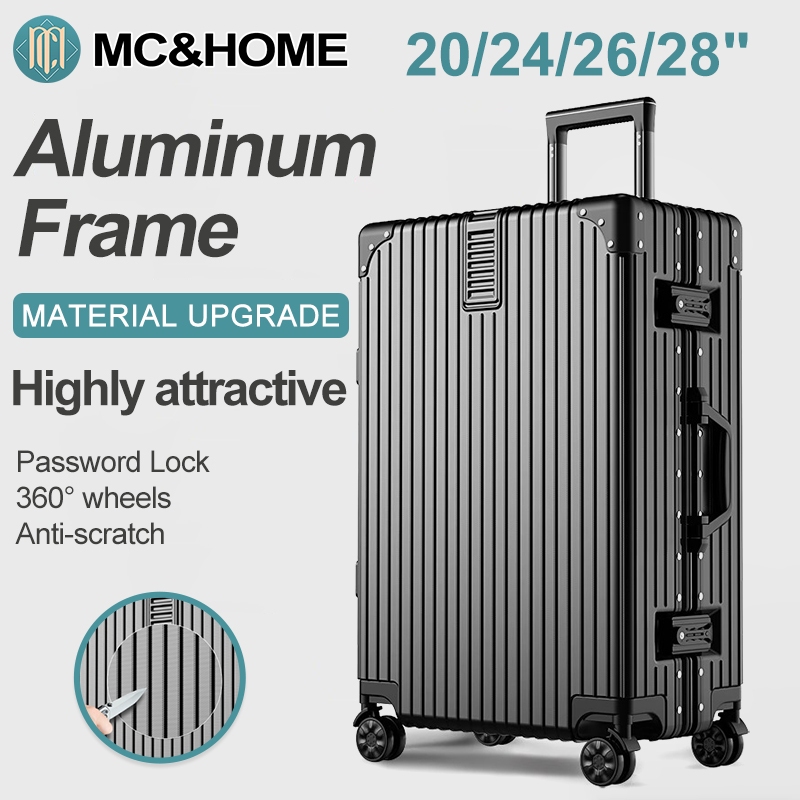 MC&HOME 20/24/26/28 Inch Aluminum Travel Luggage with Lock Hard Shell Suitcase