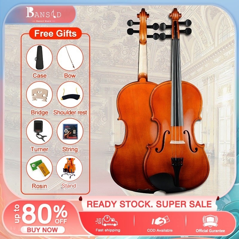 Bansid Music 4/4 Violin with Full Set Freebies of Rosin Professional Violin for Beginner Kids Adults