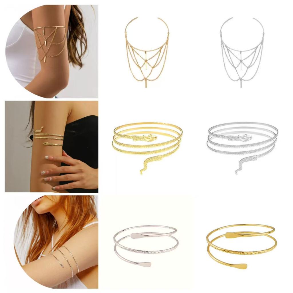 Punk Adjustable Arm Chain Tassel Arm Ring Fashionable Open Arm Bracelet for Women