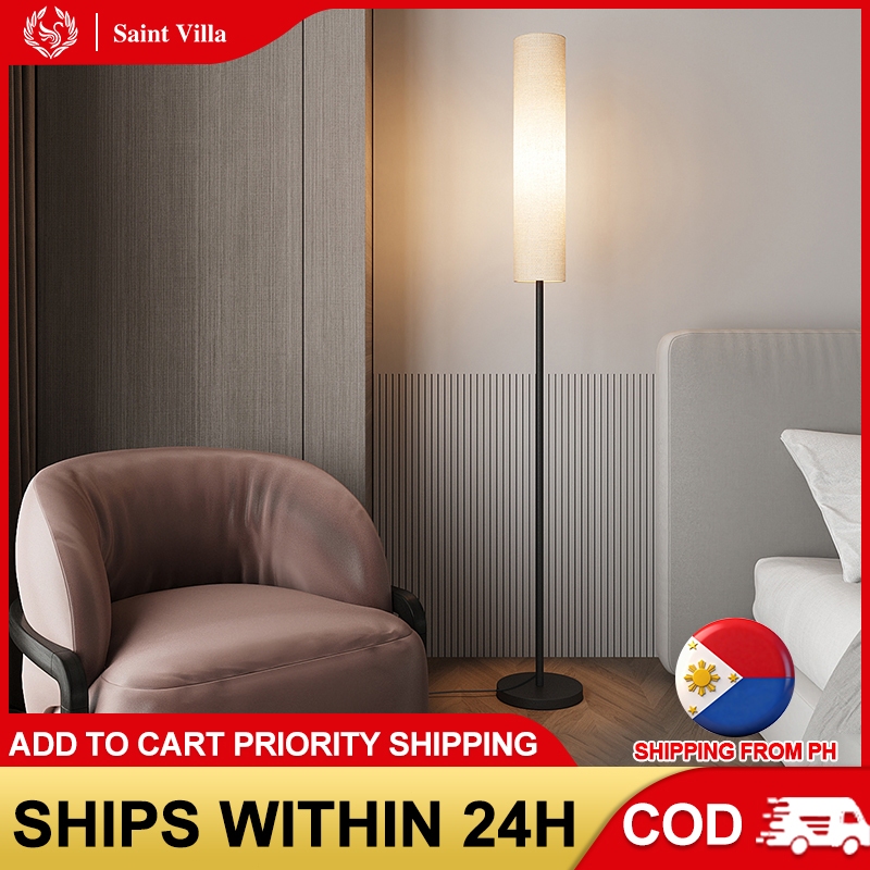 Nordic style living room tall floor lamp bedroom bedside fabric standing lamp minimalist and cozy