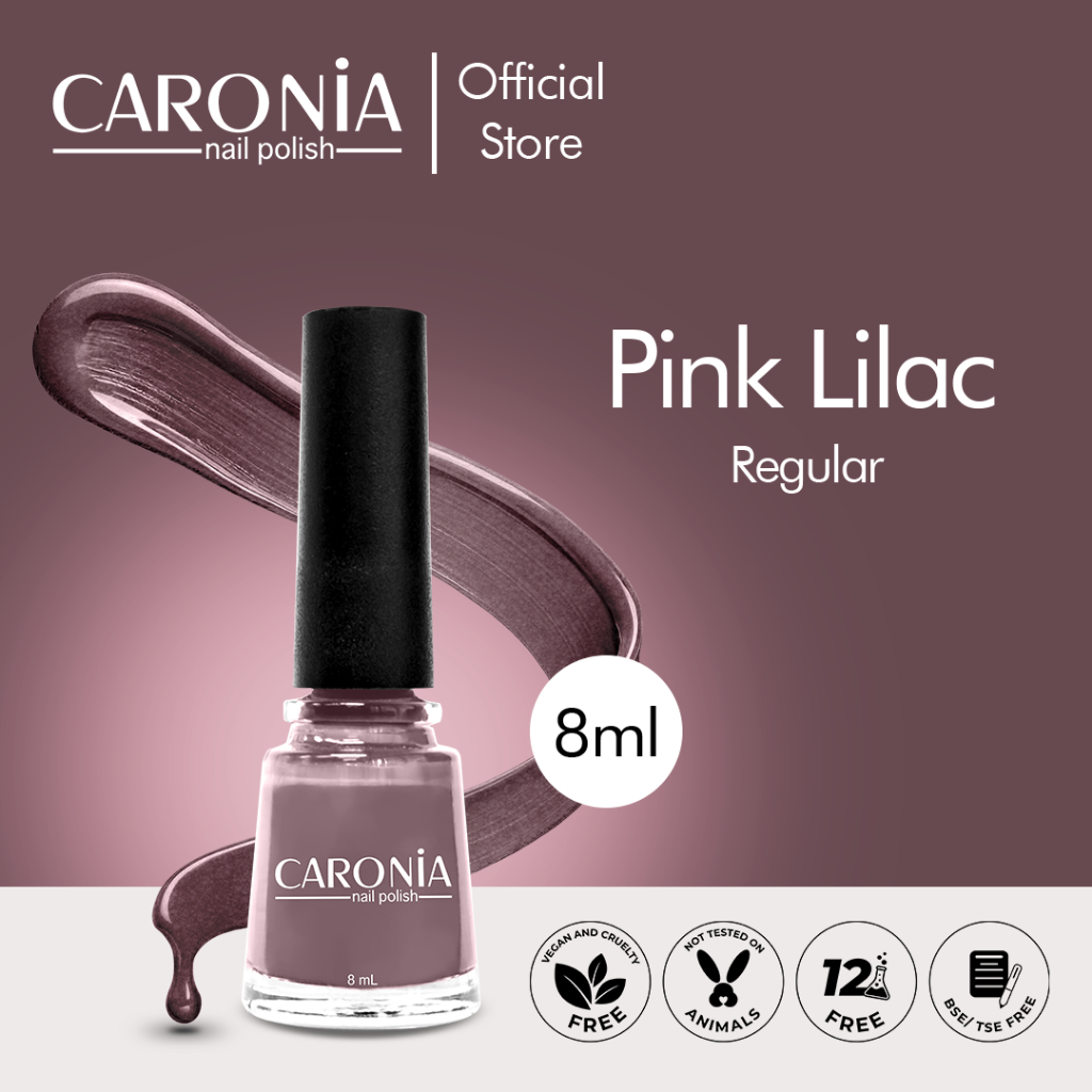 Caronia Nail Polish in PINK LILAC 12-FREE non toxic, Vegan, Cruelty-Free 8ml