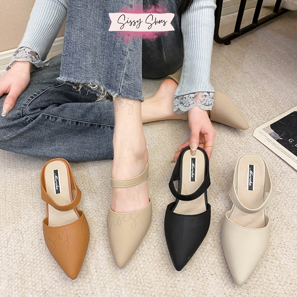 Sissy New Pointed Toe Korean Basic CasuaL Rubber Material Sandals For Women