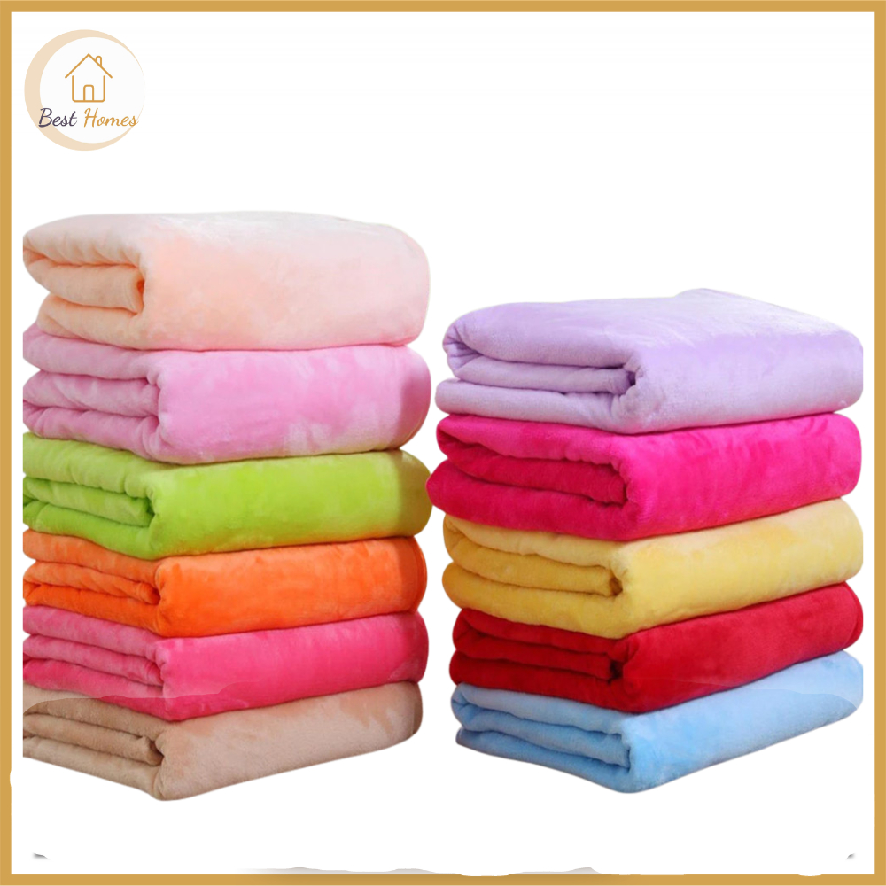 Besthome PH Blanket Soft Warm Coral Fleece Blanket Plain Kumot Cotton Blanket Queen Size 180x200cm