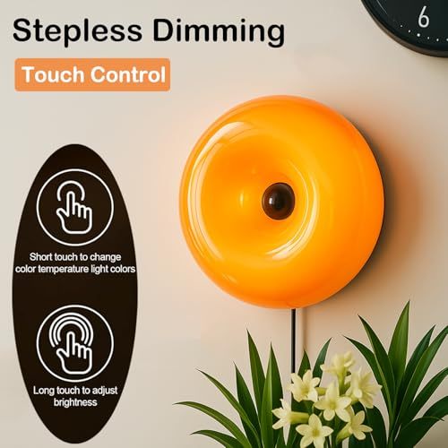 Donut Table Lamp,Retro-Modern Table Light,3-Color Dimmable Nightstand Lamp for Bedroom and Desk,Home