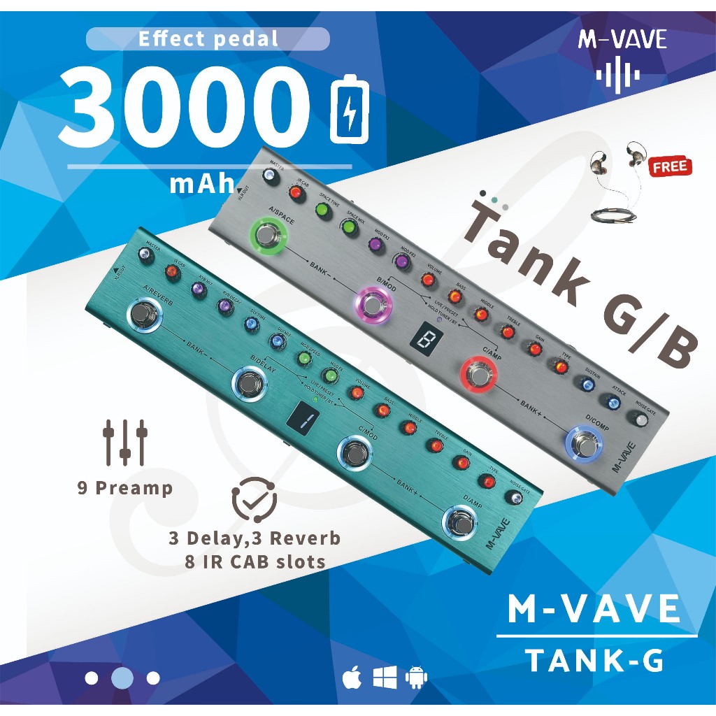 M-VAVE TANK G V2 Multi Effects Guitar Pedal with 36 Presets, Editable Modules, and Bluetooth