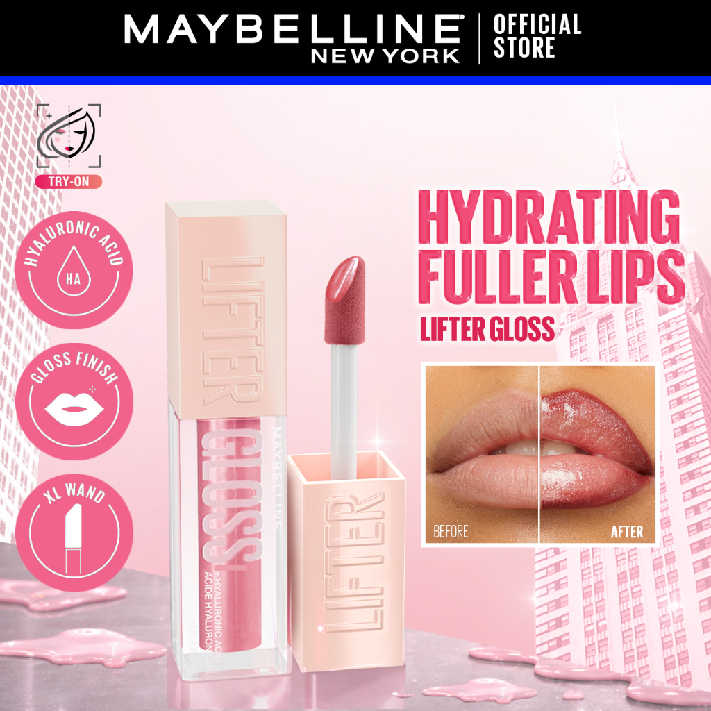 Maybelline Lifter Gloss with Hyaluronic Acid, High Shine, Hydrating, Moisturizing, Plumping